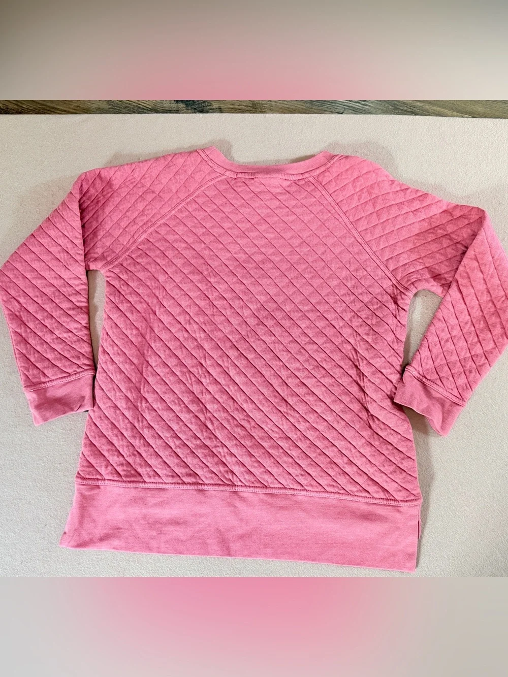 Sea isle Quilted Pink Pullover Sweatshirt large Sweater beach vacation gifts